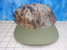 Vtg. Fall Camo Ducks Unlimited trucker Hat Green Bill, 7 flying ducks