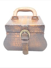 Wooden Purse Faux Crocodile Buckle Handle