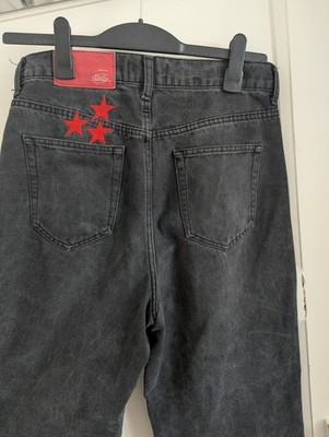 scuffers Jeans Baggy Schwarz Gr. 38 Denim Five-Pocket Logo Schrittl. 68 cm