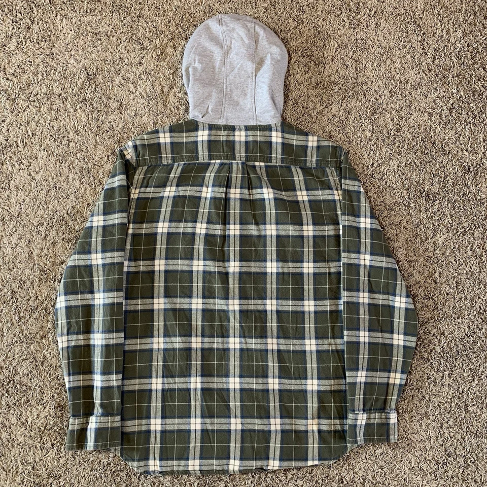 Bolsos de pressão xadrez Vans Parkway II masculino flanela com capuz grande verde azul cinza - Imagem 4 de 4