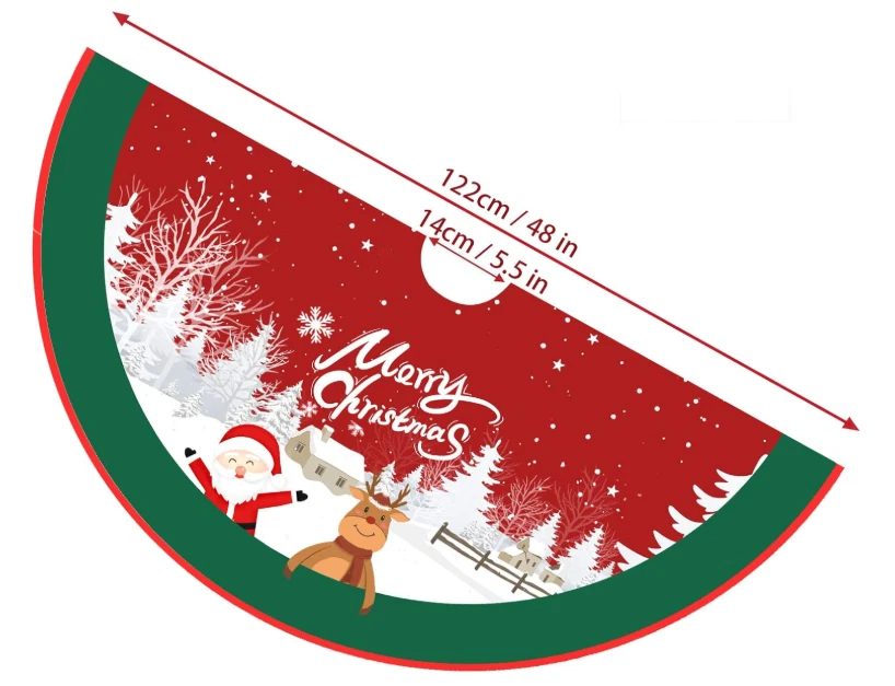 Christmas Tree Skirt Red and Green Tree Skirt Ornaments Soft Plush Christmas Tre - Image 3 of 4