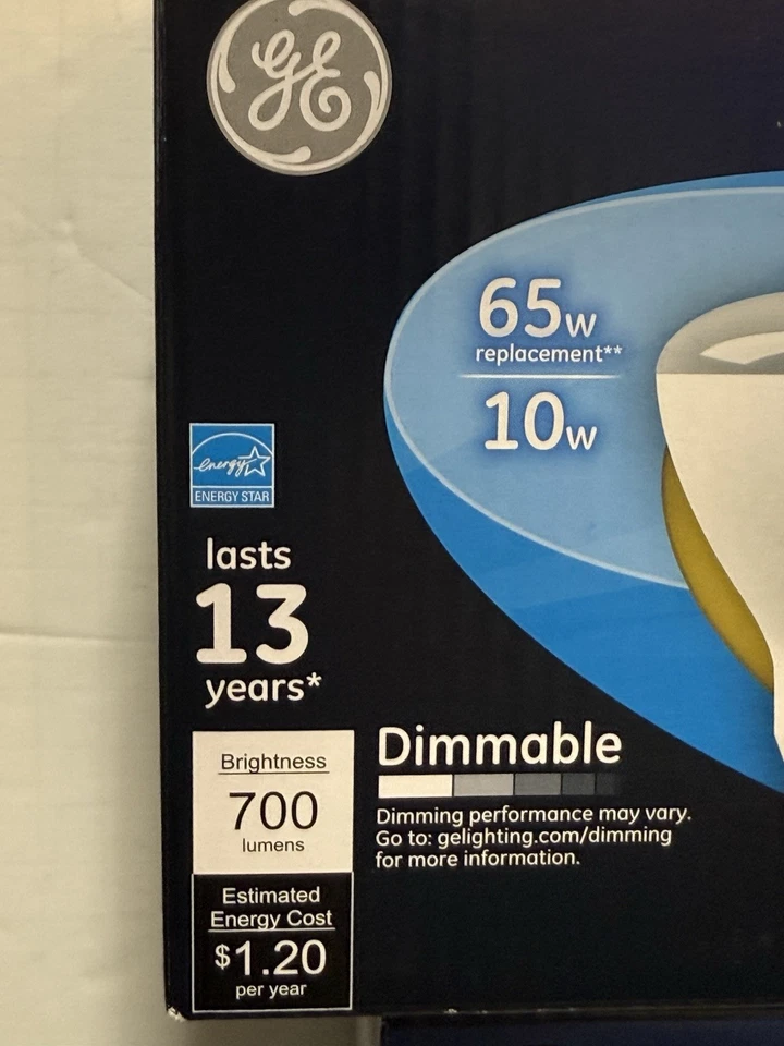 12PAK GE LED BR30 Floodlight Bulb Soft White Dimmable 10 Watt (65w Replacement) - Image 2 of 4