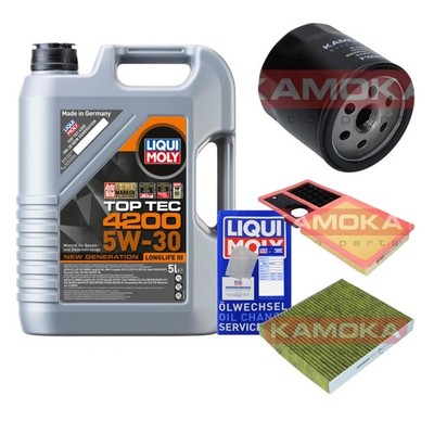 KAMOKA Inspektionspaket Liqui Moly Top Tec 4200 5W-30 5L für VW Polo 1.4 Seat