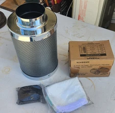 VIVOSUN 4" Air Carbon Filter Silver 306143 Open Box & 8' Aluminum Flex Vent