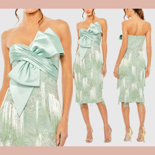 NWD MAC DUGGAL [ 6 ] 20593 Bow Front Ombre Fringe Detailed Dress Sage #S1588