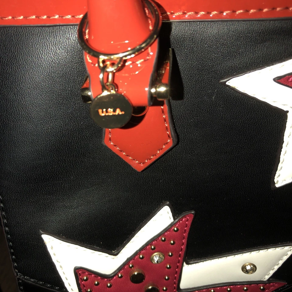 Bolso de Mano NICOLE LEE EE EE. UU. Negro Rojo y Blanco 10x 10 Foto 3 de 4