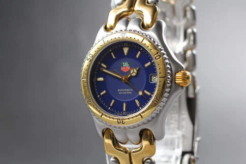 [NEAR MINT] TAG Heuer S87.013 E S/el Navy Blue Dial Automatic Men's Watch JAPAN