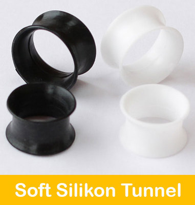 2x Extra Soft Silikon Flesh Tunnel Silicone Ear Plug Ohr Piercing double flared