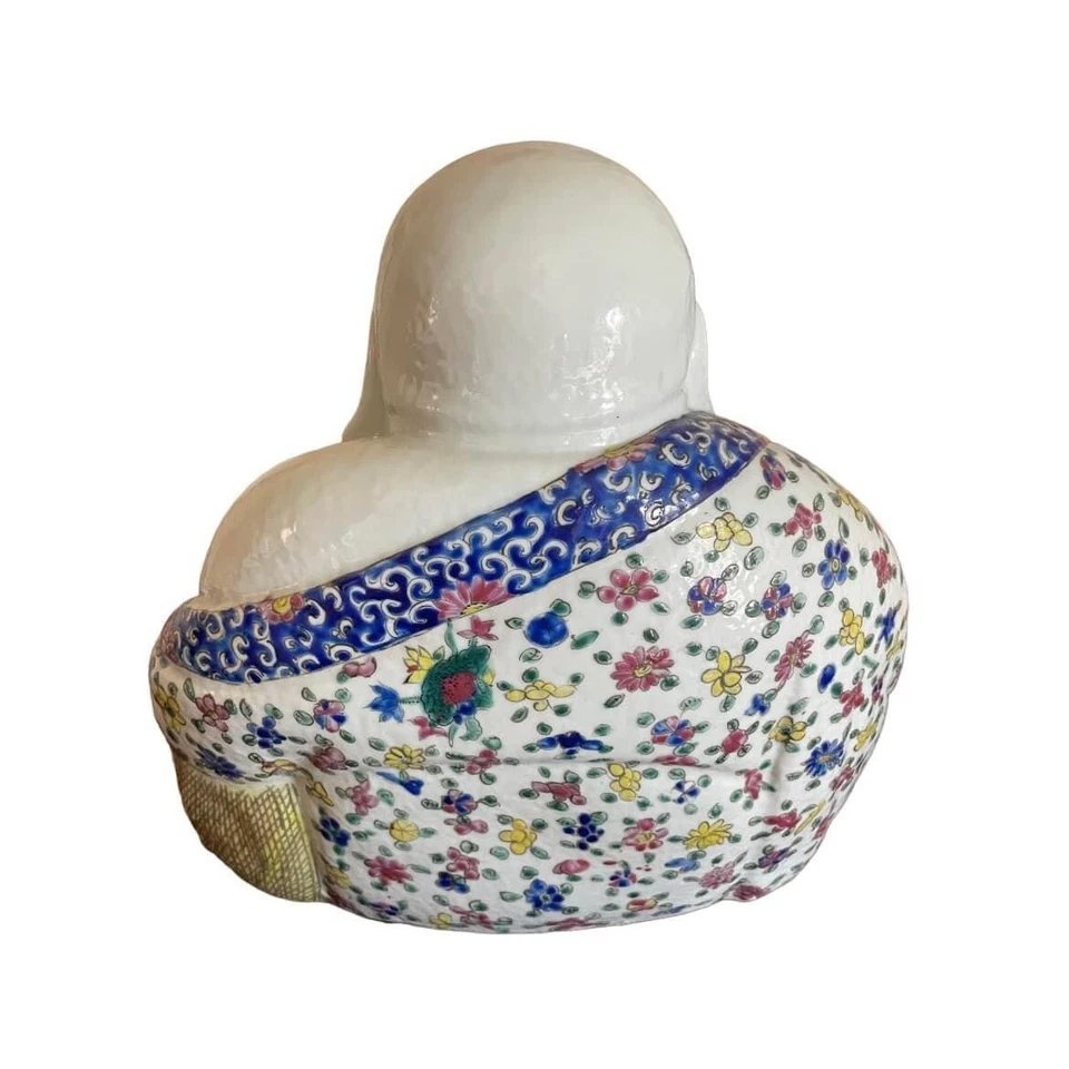 🟢 grande antica Statua Buddha porcellana 1800 Cina firma Zhu Maosheng - Immagine 2 di 4