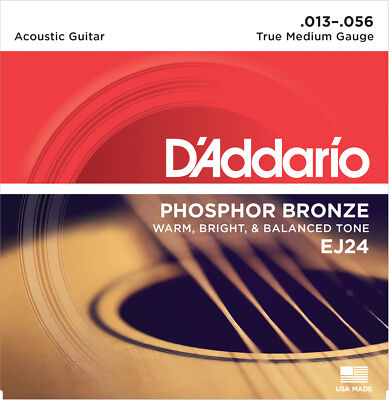 1 Set D'Addario EJ24 Phosphor Bronze Acoustic Guitar Strings True Medium 13-56