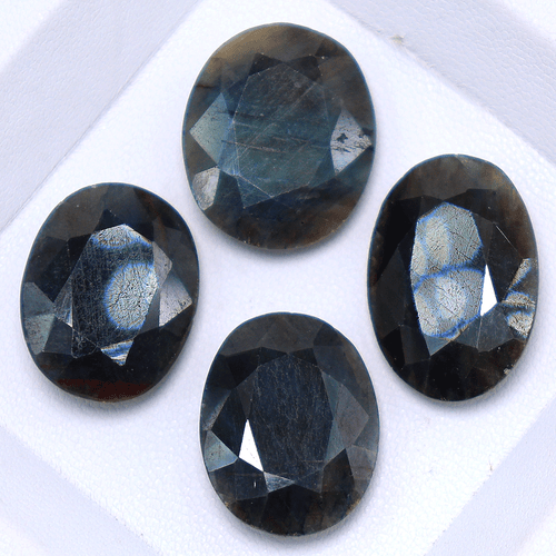 4 Stück Madagaskar Natürlicher Blauer Saphir 18 mm-20 mm Unbehandelt Ovalschliff Edelsteine Posten - Bild 2 von 13