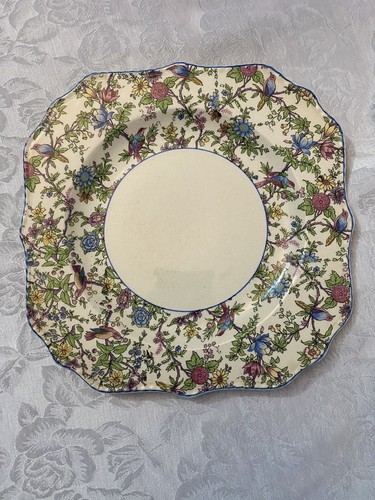 Steubenville Ivory Parrots Floral Chintz Square Plate 9 1/2” STB131