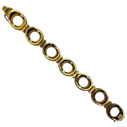 Vintage La Triomphe 18K Yellow Gold, Tigers-Eye and Diamond Bracelet - Picture 7 of 15