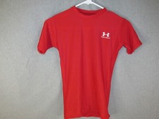 Lot of 2 Under Armour Gray/Red Pullover Shirts Youth Large Long  Short Sleeve
