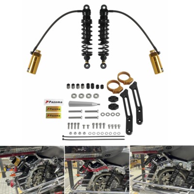 Gold Remote Reservoir Rear Shock Absorbers Adjustable For Harley Road Gilde King