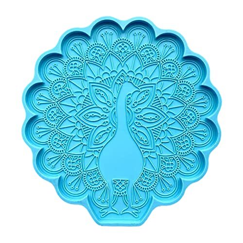 DIY Craft Peacock Coaster Epoxy Resin Mold Peahen Cup Mat Mug Pad Silicone Mould
