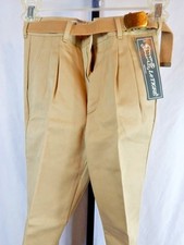 Nos USA Vintage LE TiGRE' 1990s Tan Khakis Pleated SlacksTrousers Pants Boys 10