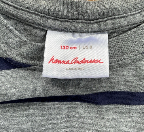 Hanna Anderson Boys Shitrt Long Sleeve Blue/Grey Striped Shirt Size 8 - Picture 3 of 9