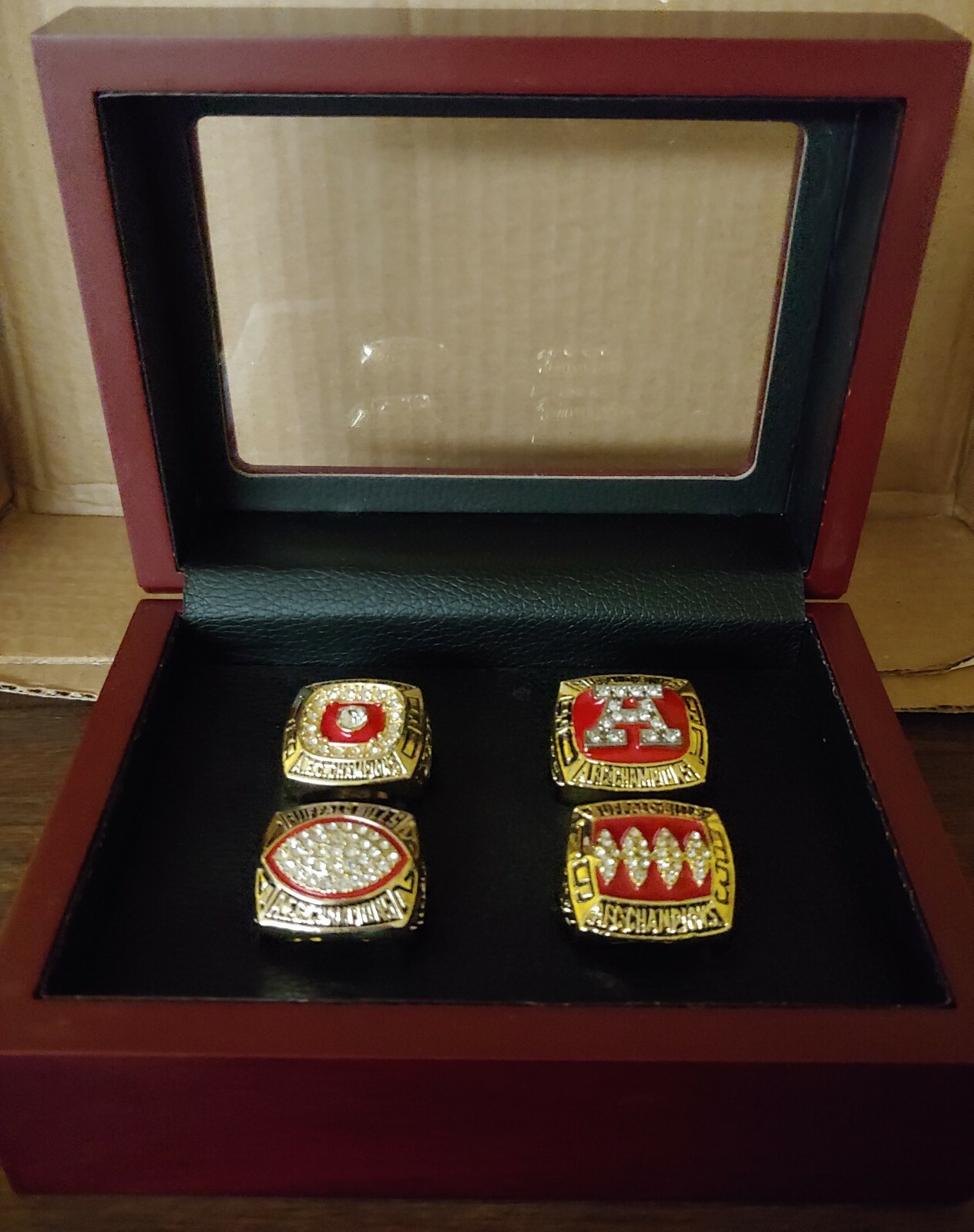 Jim Kelly - Buffalo Bills AFC Championship Super Bowl 4 Ring Set W Box 1990-1993  | eBay