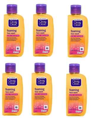 Clean & Clear Foaming Face Wash used for oily and pimple prone skin of 6 x 50ml