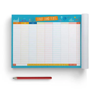 itenga Spieleblock A4 Stadt Land Fluss 50 Blatt Spielspaß Ratespaß Familienspiel