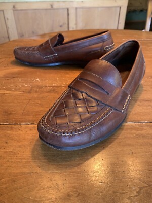 Bert Pulitzer Brown Weave Vamp Penny Loafers 10.5 M