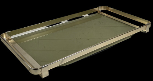 Mid Century Modern 1960s, Brass & Smoked Glass Italian Serving Tray by MB Italy.