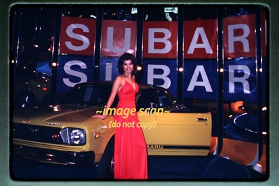 #ad Film Slide of Pretty Woman Car Show Model with Subaru in 1975 $59.99