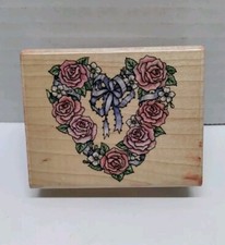 Rubber Stampede 2002 Romantic Wreath A809E Wood Mounted Rubber Stamp 2" x 2"
