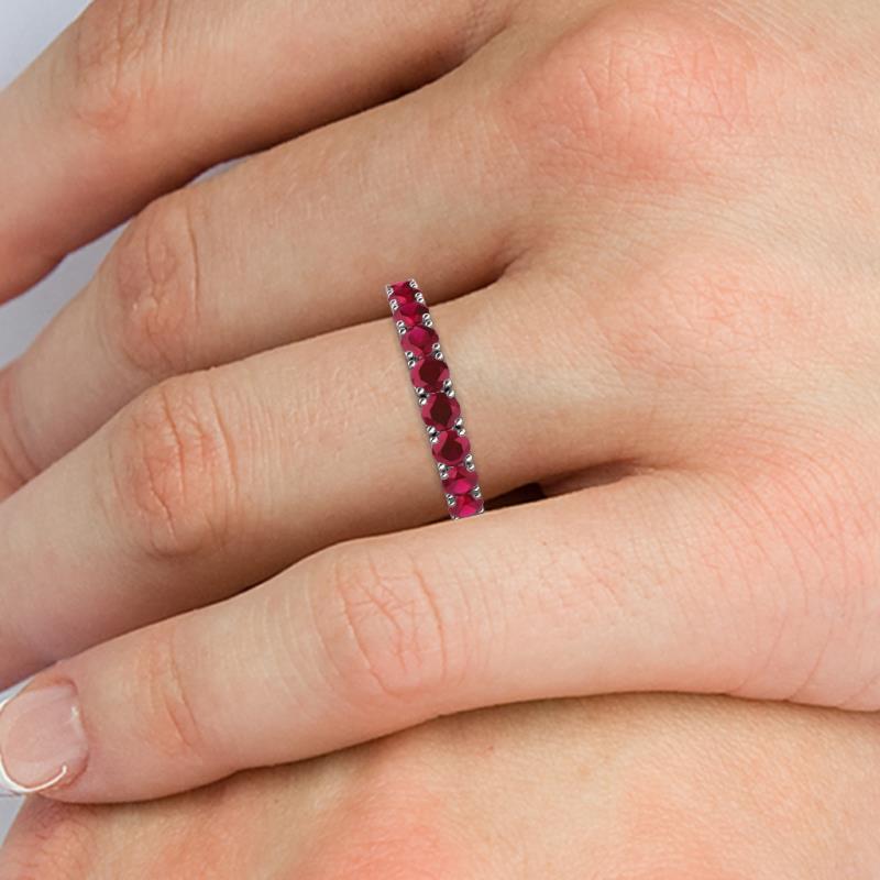 Ruby 3.00 mm 10 Stone Wedding Band 1.05 ctw 925 Sterling Silver JP