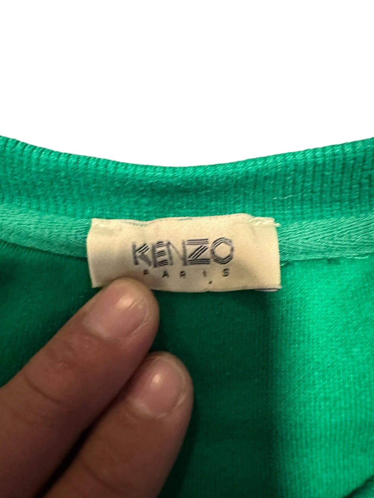 Felpa KENZO bambino giovane ricamata logo tigre cotone verde taglia small