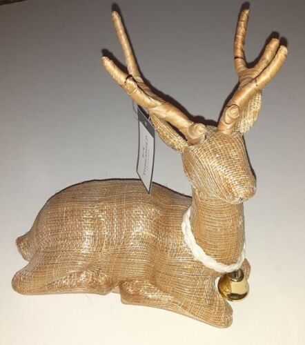Target Sitting Gold Mesh Wrapped Foam Deer Reindeer Christmas Holiday Decor 7x7" - Picture 1 of 6