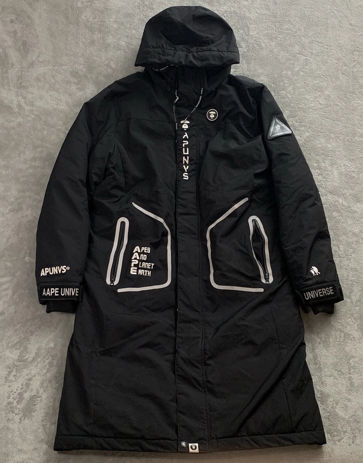 A BATHING APE (BAPE) Giacca A Bathing Ape Uomo 3XL Nero APUNVS Parka Streetwear Aape Full Zip Neve