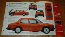 1978 Saab 99 Turbo Spec Sheet Brochure Info Photo 1978 79 1980