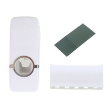 Automatic Toothpaste Dispenser  Toothbrush Holder Set,Wall Mount,White,No Waste
