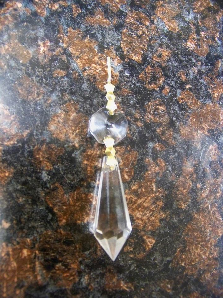 12 LAMP PARTS CRYSTAL PRISM CHANDELIER 2"JEWELRY MAKING BRASS CONNECTORS