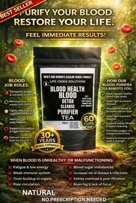 2000 X EFFECTIVE 60 PLUS CUPS SUPPLY NATURAL BLOOD DETOX  FLUSH PURIFER TEA