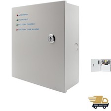 Compact 12V 5A Regulated Power Supply with Backup Battery Link for Security