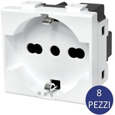 Aigostar Presa Schuko Bianca 16A Compatibile Bticino Matix 8 Pezzi