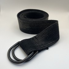 Woven Adjustable Canvas Belt 1.75  Wide women Size 38  Two-tone Black