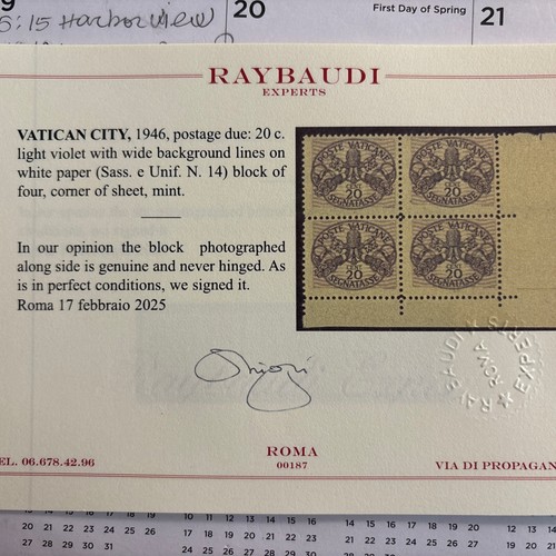 Vatican Block Wide Lanes White Paper MNH - Picture 1 of 1