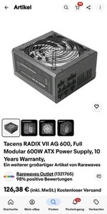 Tacens RADIX VII AG 600, Full Modular 600W ATX Power Supply IN OVP TOP ZUSTAND!