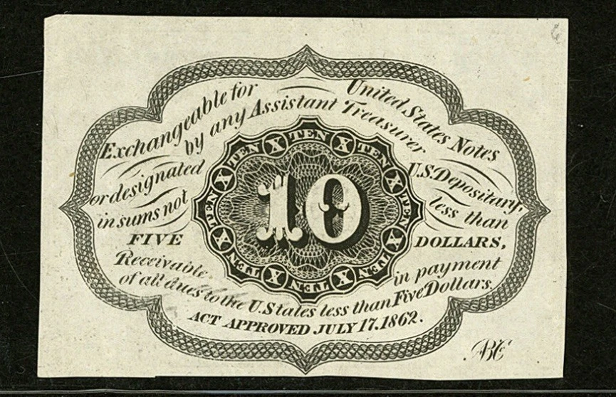 FR# 1242 Fractional 1862 Union Currency 10c Civil War FIRST 1st Issue, PCGS 58 - Image 4 of 4