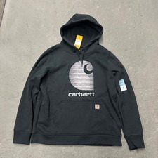 Women's Carhartt Rain Defender Workwear Pink Logo Hoodie Sweatshirt Size XL