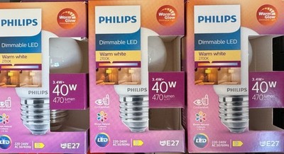 3 Stück Philips LED 871951432449700 LED EEK D (A - G) E27 Tropfenform 3.4W = 40W