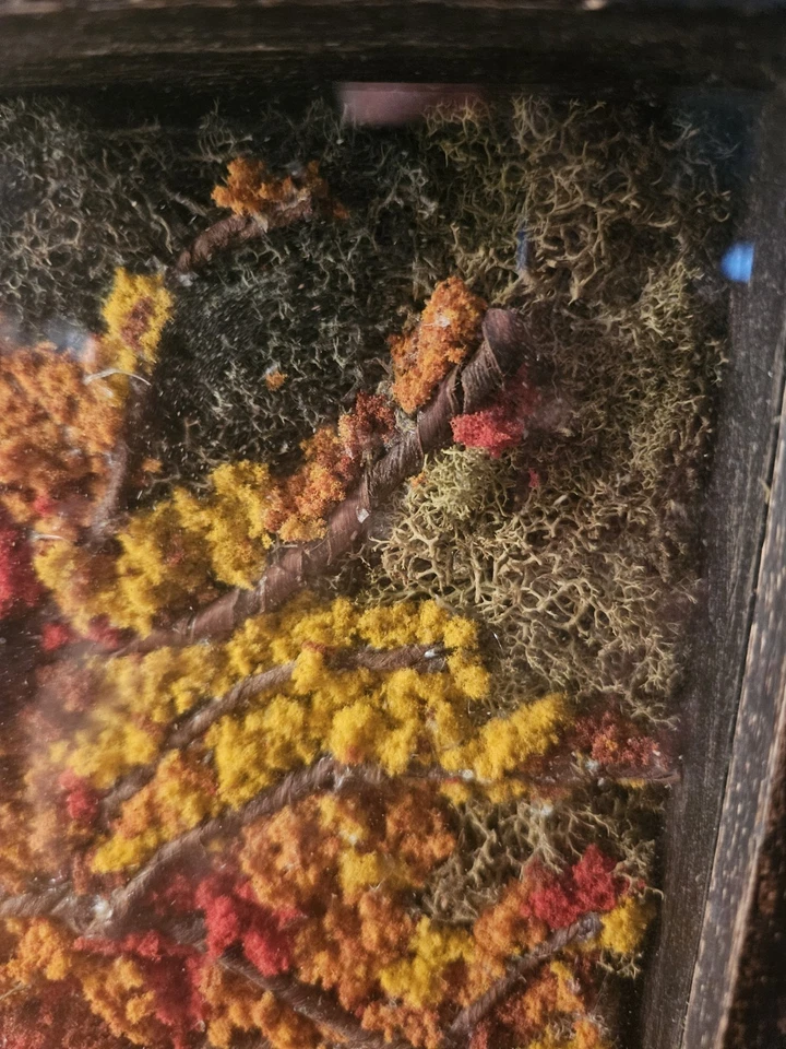 Fall Leaves Tree Mixed Medium Needlwork Fabric Art Piece 9 1/2 " Square - Image 3 of 4