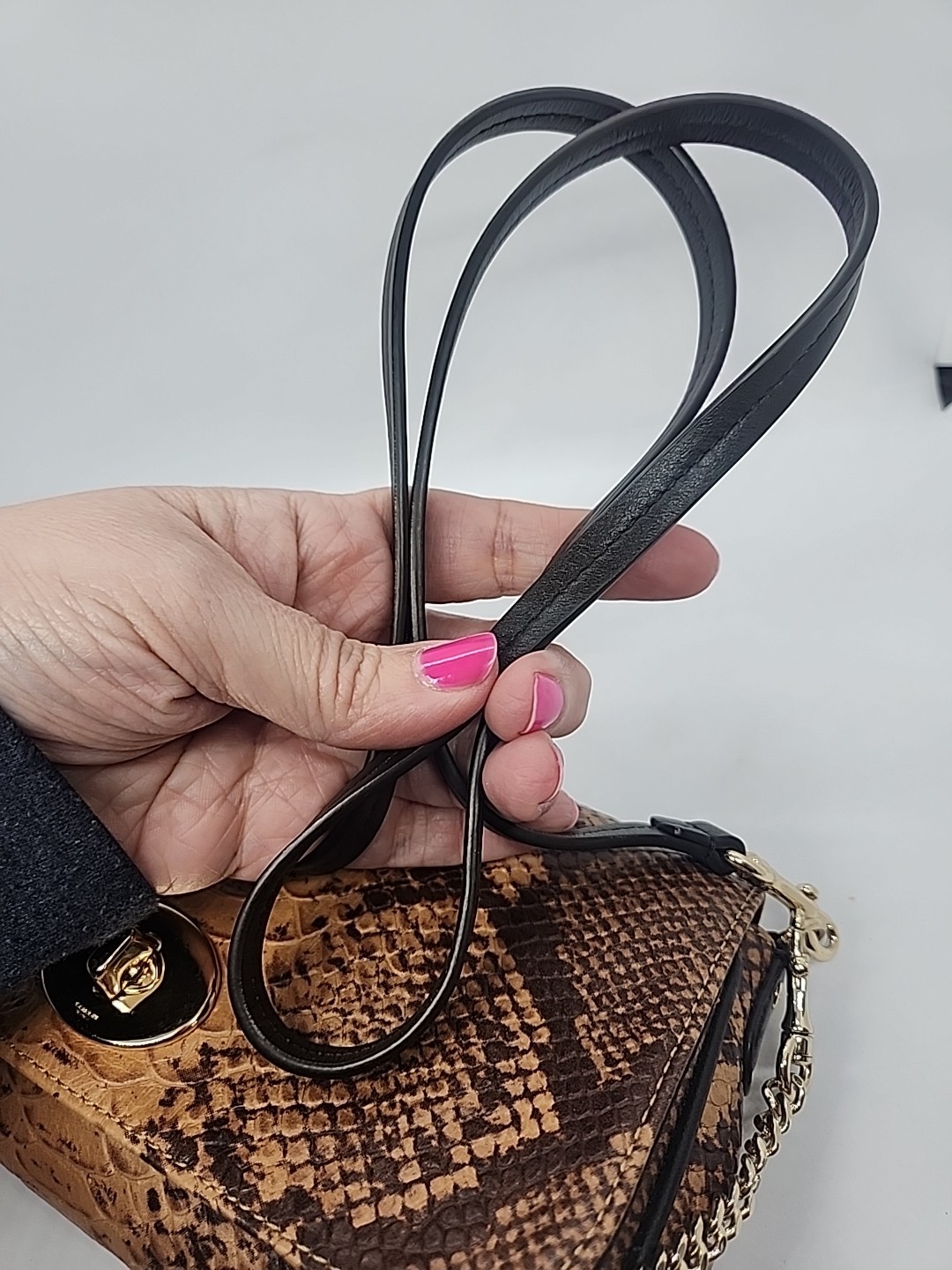 COACH Snake Embossed Leather Mini Ruby Turnlock C… - image 12