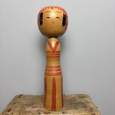 30 cm japanische Kokeshi Puppe - Vintage Sammlerstück - antike Volkskunst aus Holz - #F06