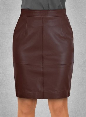 Women's brown Soft Lambskin Leather Formal stylish knee length skirt 