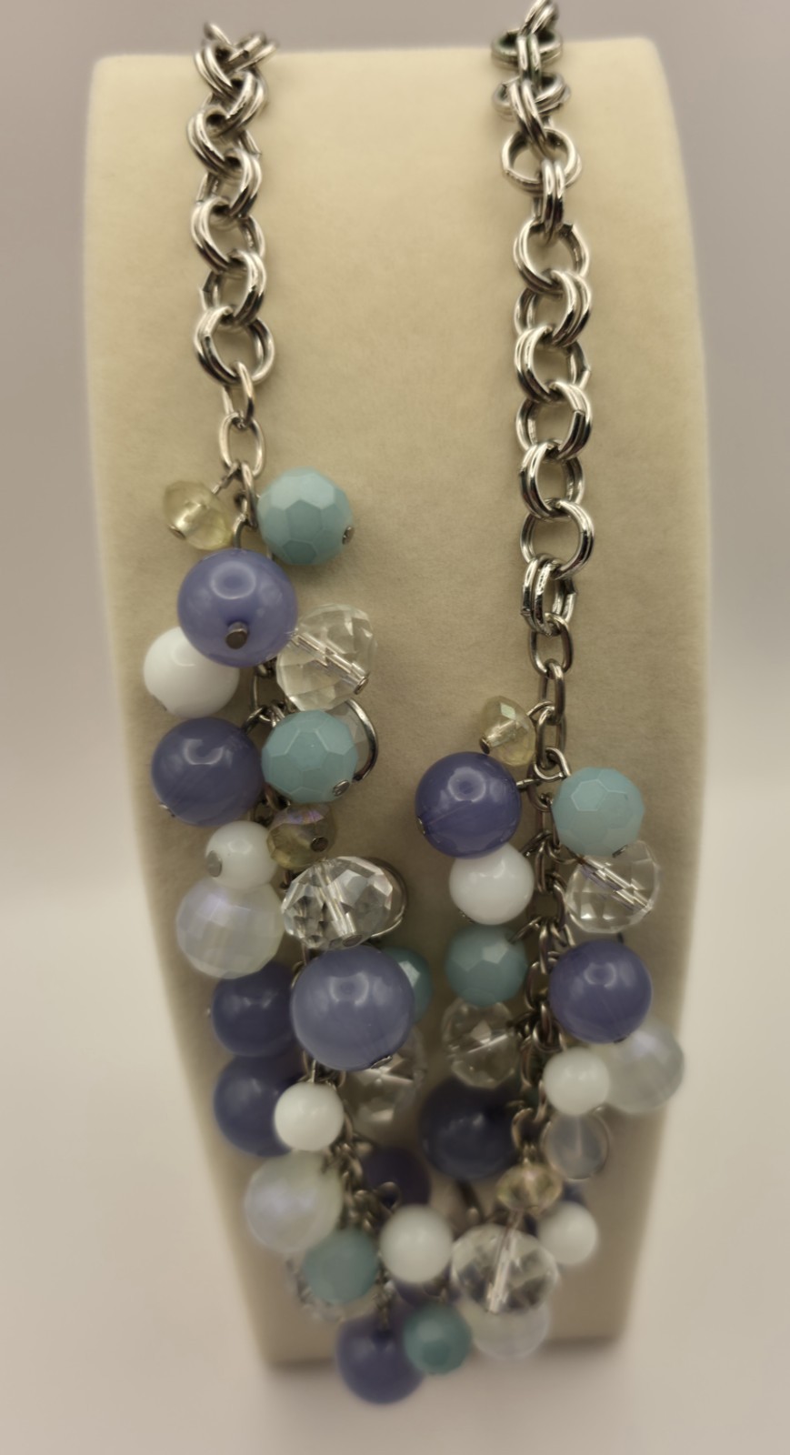 Multi-strand statement necklace  periwinkle, lave… - image 2